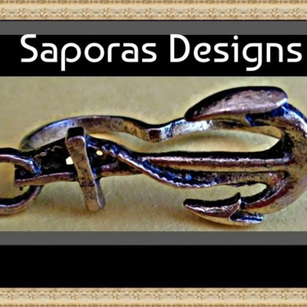 Antique Anchor Design Double Finger Ring Size 4 & 4.5 Religious Style